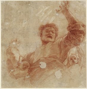 直訳：全能の人物のための研究、WA1846.207（ブラインドスタイラス上の赤いチョーク） 作： Raffaello Sanzio Raphael